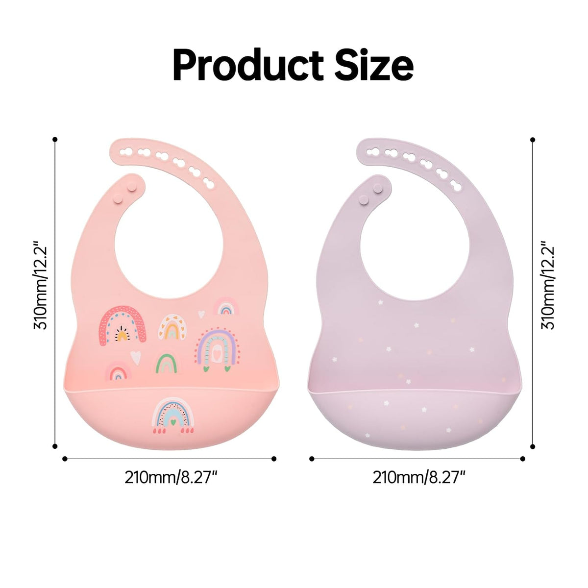 Silicone Baby Bibs 2 Sets, Adjustable Waterproof Baby Bibs(Green+Cyan)