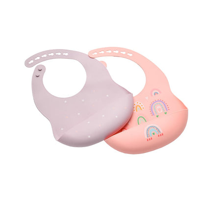 Silicone Baby Bibs 2 Sets, Adjustable Waterproof Baby Bibs(Green+Cyan)