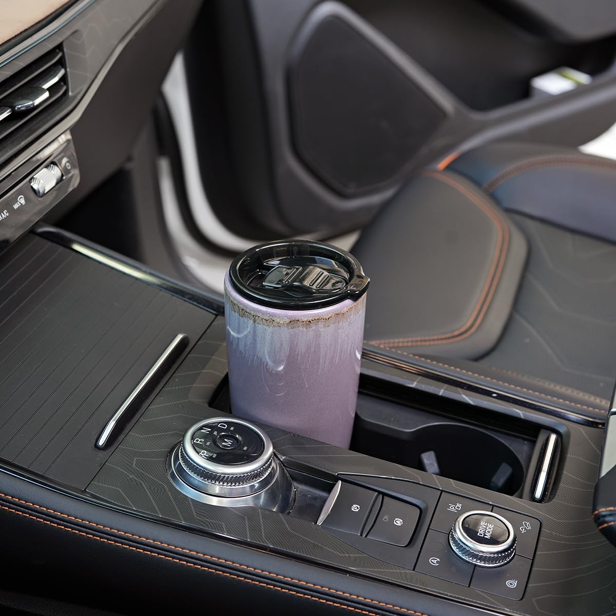 Ceramic Travel Coffee Cup with Lid, 21 oz, Portable Coffee Mug for Car Cup Holder, Microwave Safe, Reactive Glaze (Peacock Blue)