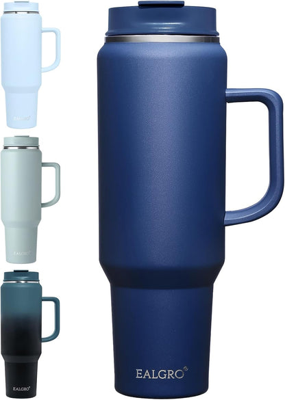 40 oz Tumbler with Handle, Insulated Tumblers with Lid and Straw | Leakproof Large Metal Sports Water Bottle Jug, Stainless Steel Travel Coffee Mug, Double Wall Vacuum Thermal Cup, Black