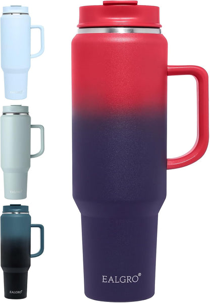40 oz Tumbler with Handle, Insulated Tumblers with Lid and Straw | Leakproof Large Metal Sports Water Bottle Jug, Stainless Steel Travel Coffee Mug, Double Wall Vacuum Thermal Cup, Black