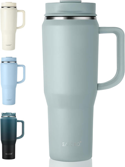 40 oz Tumbler with Handle, Insulated Tumblers with Lid and Straw | Leakproof Large Metal Sports Water Bottle Jug, Stainless Steel Travel Coffee Mug, Double Wall Vacuum Thermal Cup, Black