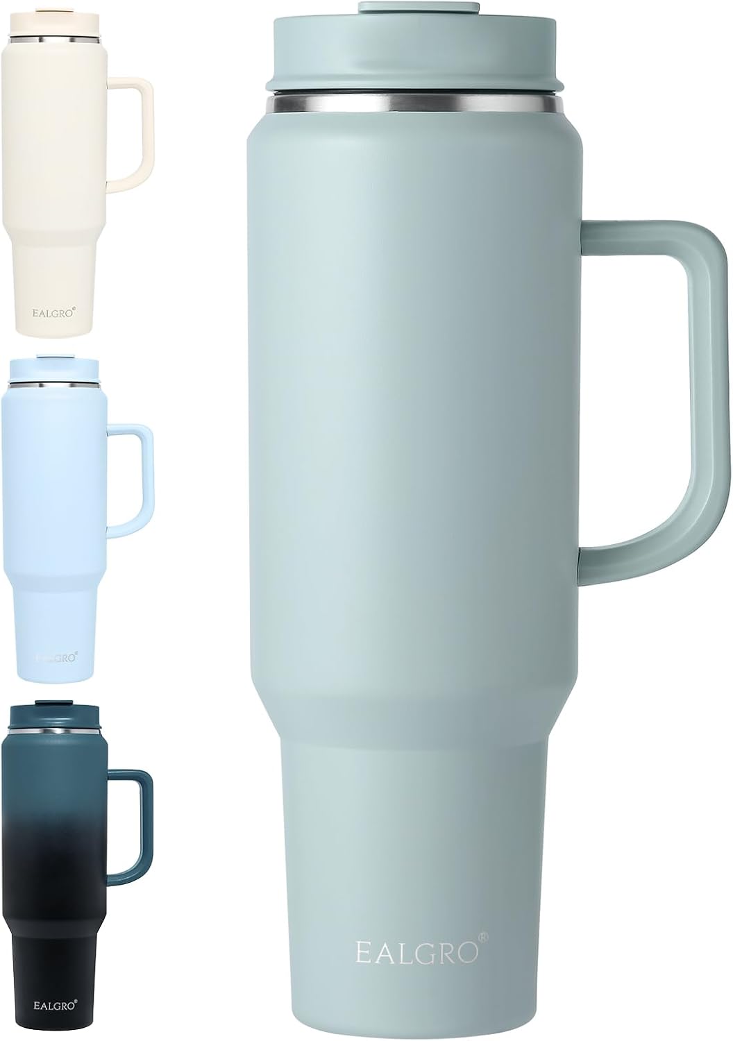 40 oz Tumbler with Handle, Insulated Tumblers with Lid and Straw | Leakproof Large Metal Sports Water Bottle Jug, Stainless Steel Travel Coffee Mug, Double Wall Vacuum Thermal Cup, Black