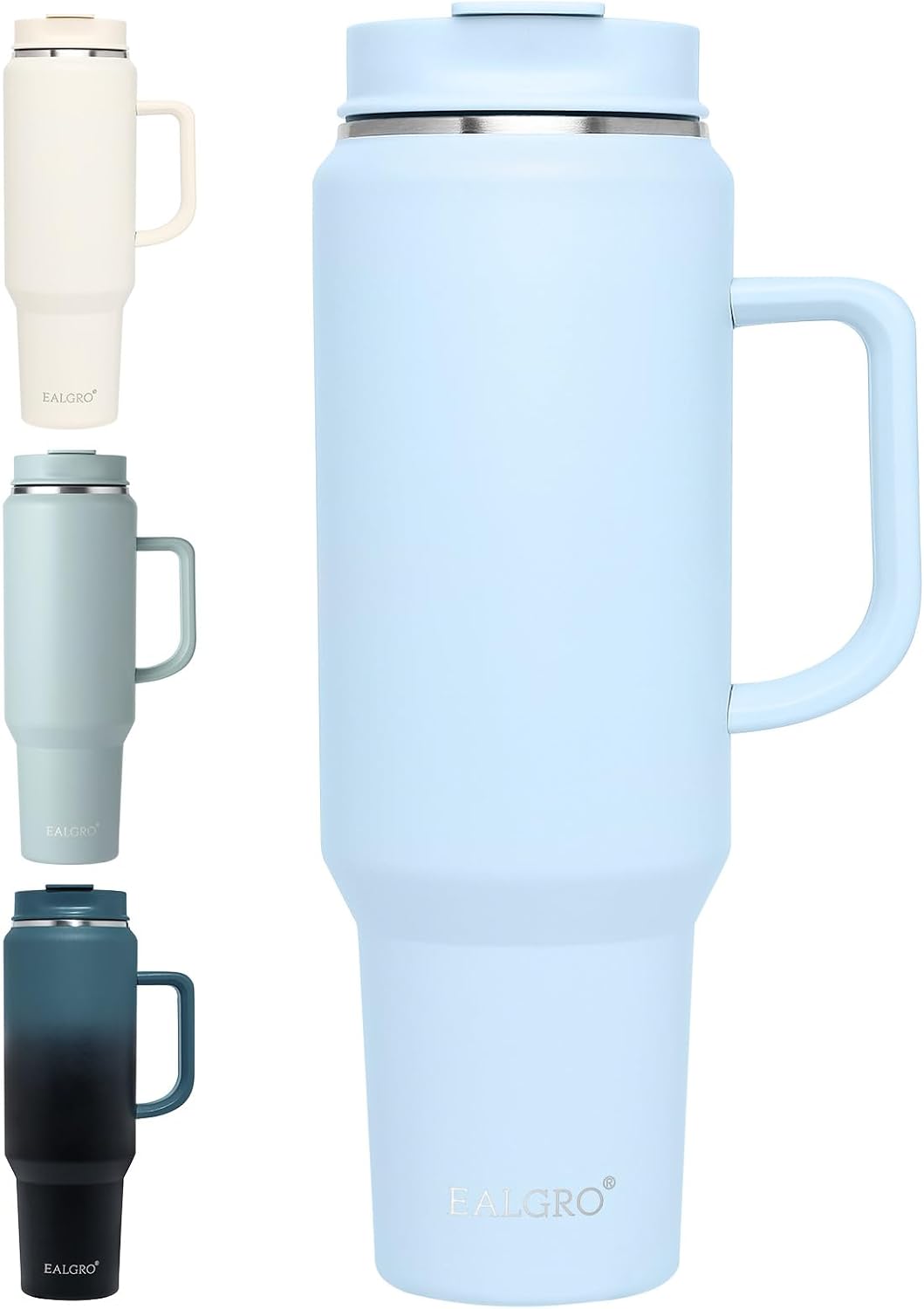 40 oz Tumbler with Handle, Insulated Tumblers with Lid and Straw | Leakproof Large Metal Sports Water Bottle Jug, Stainless Steel Travel Coffee Mug, Double Wall Vacuum Thermal Cup, Black