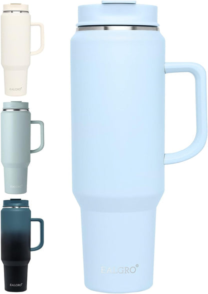 40 oz Tumbler with Handle, Insulated Tumblers with Lid and Straw | Leakproof Large Metal Sports Water Bottle Jug, Stainless Steel Travel Coffee Mug, Double Wall Vacuum Thermal Cup, Black