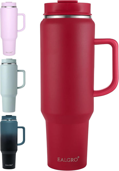 40 oz Tumbler with Handle, Insulated Tumblers with Lid and Straw | Leakproof Large Metal Sports Water Bottle Jug, Stainless Steel Travel Coffee Mug, Double Wall Vacuum Thermal Cup, Black