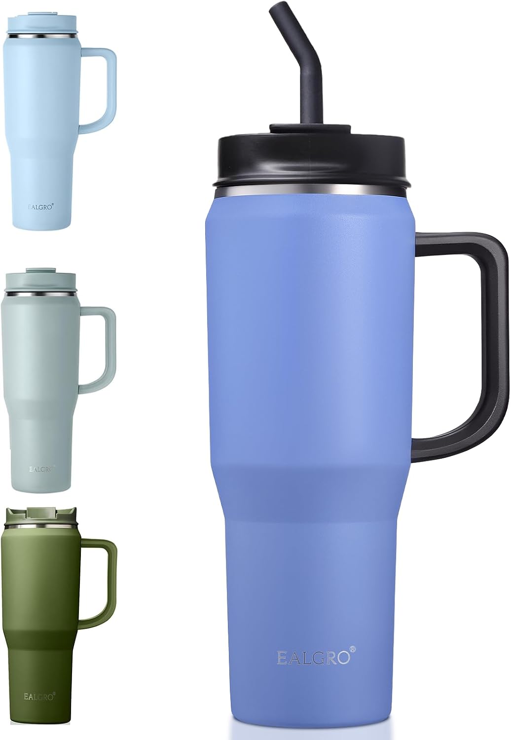 40 oz Tumbler with Handle, Insulated Tumblers with Lid and Straw | Leakproof Large Metal Sports Water Bottle Jug, Stainless Steel Travel Coffee Mug, Double Wall Vacuum Thermal Cup, Black