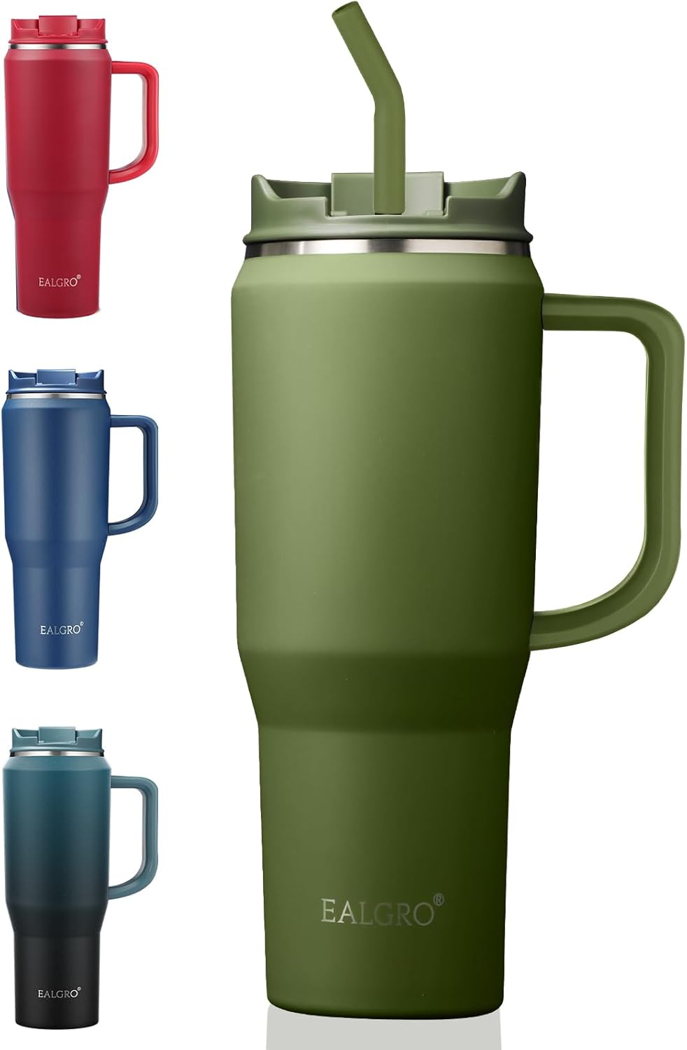 40 oz Tumbler with Handle, Insulated Tumblers with Lid and Straw | Leakproof Large Metal Sports Water Bottle Jug, Stainless Steel Travel Coffee Mug, Double Wall Vacuum Thermal Cup, Black