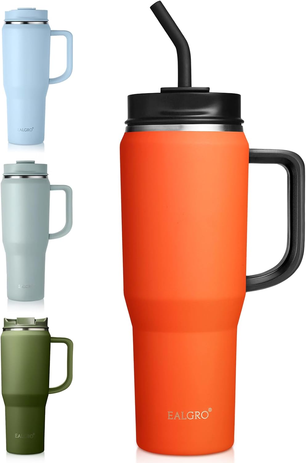 40 oz Tumbler with Handle, Insulated Tumblers with Lid and Straw | Leakproof Large Metal Sports Water Bottle Jug, Stainless Steel Travel Coffee Mug, Double Wall Vacuum Thermal Cup, Black