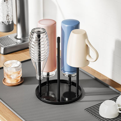 Bottle Drying Rack – Ceramic Base Bottle Organizer for Countertop, Baby Bottle Rack, Water Bottle Storage Rack, Black