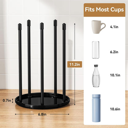 Bottle Drying Rack – Ceramic Base Bottle Organizer for Countertop, Baby Bottle Rack, Water Bottle Storage Rack, Black