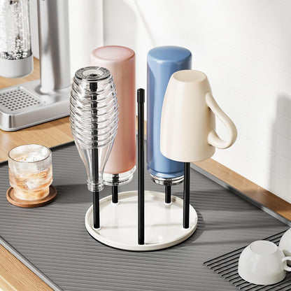 Bottle Drying Rack – Ceramic Base Bottle Organizer for Countertop, Baby Bottle Rack, Water Bottle Storage Rack, Black