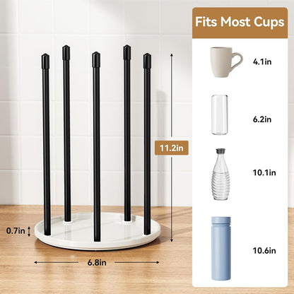 Bottle Drying Rack – Ceramic Base Bottle Organizer for Countertop, Baby Bottle Rack, Water Bottle Storage Rack, Black