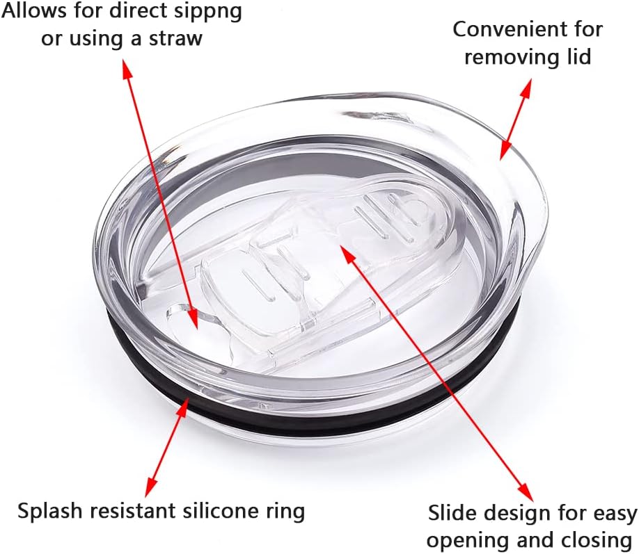 20oz Skinny Tumbler Replacement Lids 3 Pack,2.75in Cup Mouth Compatible with YETI Rambler and More Tumbler Cups，Spill Proof Splash Resistant Silicone Sliding Covers.