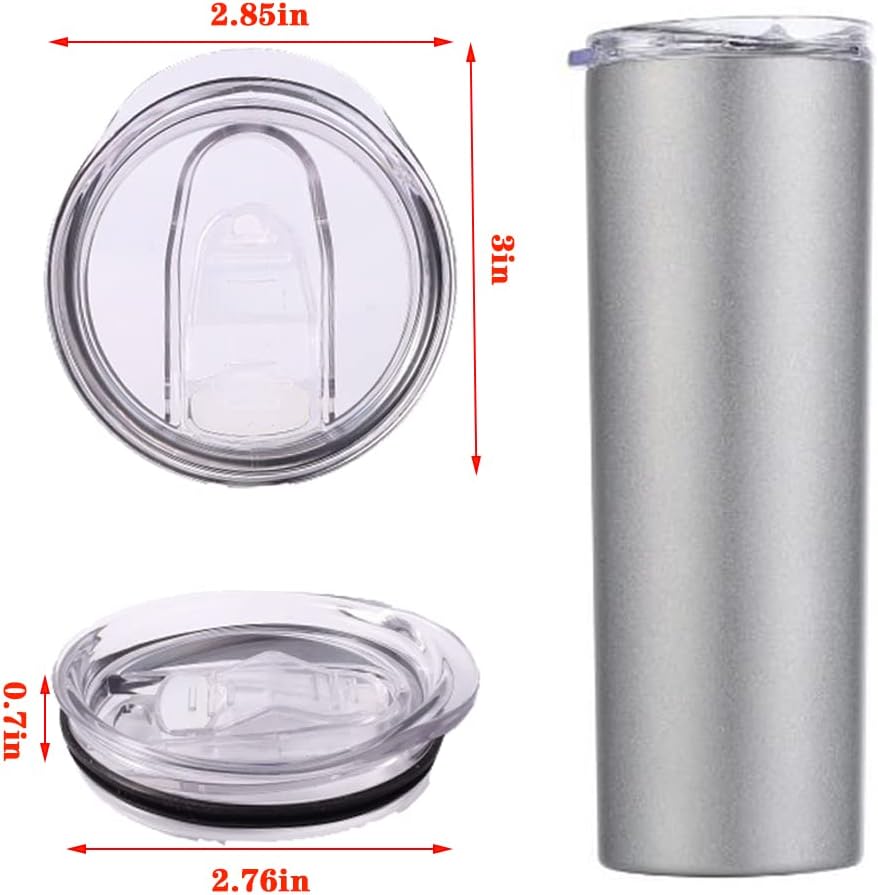 20oz Skinny Tumbler Replacement Lids 3 Pack,2.75in Cup Mouth Compatible with YETI Rambler and More Tumbler Cups，Spill Proof Splash Resistant Silicone Sliding Covers.