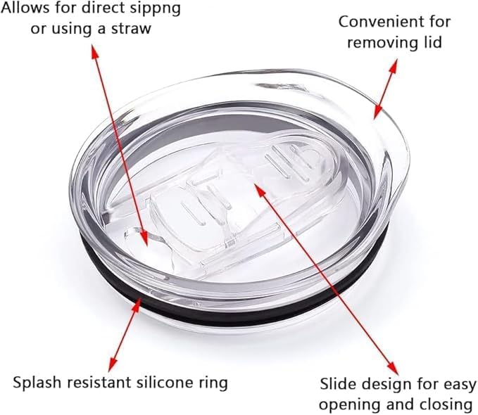 20oz Skinny Tumbler Replacement Lids 3 Pack,2.75in Cup Mouth Compatible with YETI Rambler and More Tumbler Cups，Spill Proof Splash Resistant Silicone Sliding Covers.
