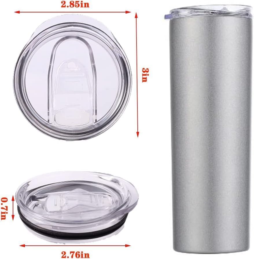 20oz Skinny Tumbler Replacement Lids 3 Pack,2.75in Cup Mouth Compatible with YETI Rambler and More Tumbler Cups，Spill Proof Splash Resistant Silicone Sliding Covers.