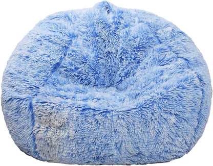 Fluffy Stuffed Animal Storage Bean Bag Chair Cover (No Filler), Faux Fur Comfy Bean Bag Cover for Organizing Plush Toys or Textile, for Adults Teens Kids Girls,Dusty Pink
