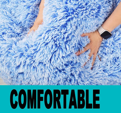 Fluffy Stuffed Animal Storage Bean Bag Chair Cover (No Filler), Faux Fur Comfy Bean Bag Cover for Organizing Plush Toys or Textile, for Adults Teens Kids Girls,Dusty Pink