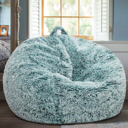 Fluffy Stuffed Animal Storage Bean Bag Chair Cover (No Filler), Faux Fur Comfy Bean Bag Cover for Organizing Plush Toys or Textile, for Adults Teens Kids Girls,Dusty Pink
