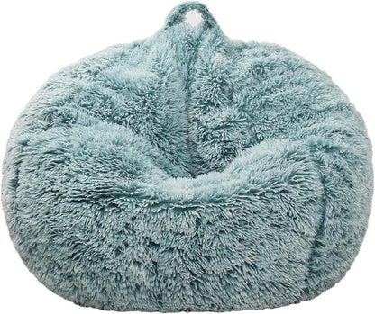 Fluffy Stuffed Animal Storage Bean Bag Chair Cover (No Filler), Faux Fur Comfy Bean Bag Cover for Organizing Plush Toys or Textile, for Adults Teens Kids Girls,Dusty Pink