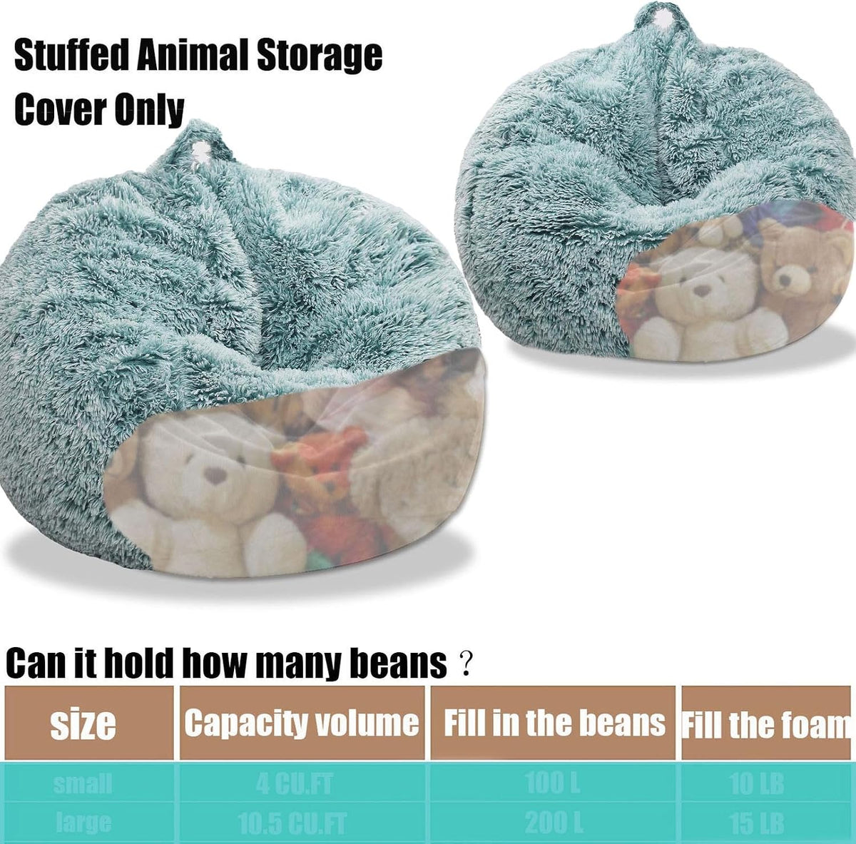 Fluffy Stuffed Animal Storage Bean Bag Chair Cover (No Filler), Faux Fur Comfy Bean Bag Cover for Organizing Plush Toys or Textile, for Adults Teens Kids Girls,Dusty Pink