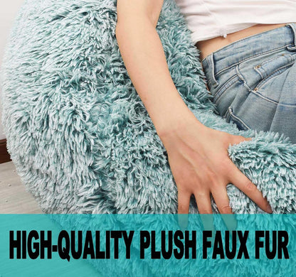 Fluffy Stuffed Animal Storage Bean Bag Chair Cover (No Filler), Faux Fur Comfy Bean Bag Cover for Organizing Plush Toys or Textile, for Adults Teens Kids Girls,Dusty Pink