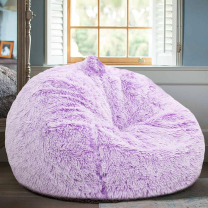 Fluffy Stuffed Animal Storage Bean Bag Chair Cover (No Filler), Faux Fur Comfy Bean Bag Cover for Organizing Plush Toys or Textile, for Adults Teens Kids Girls,Dusty Pink