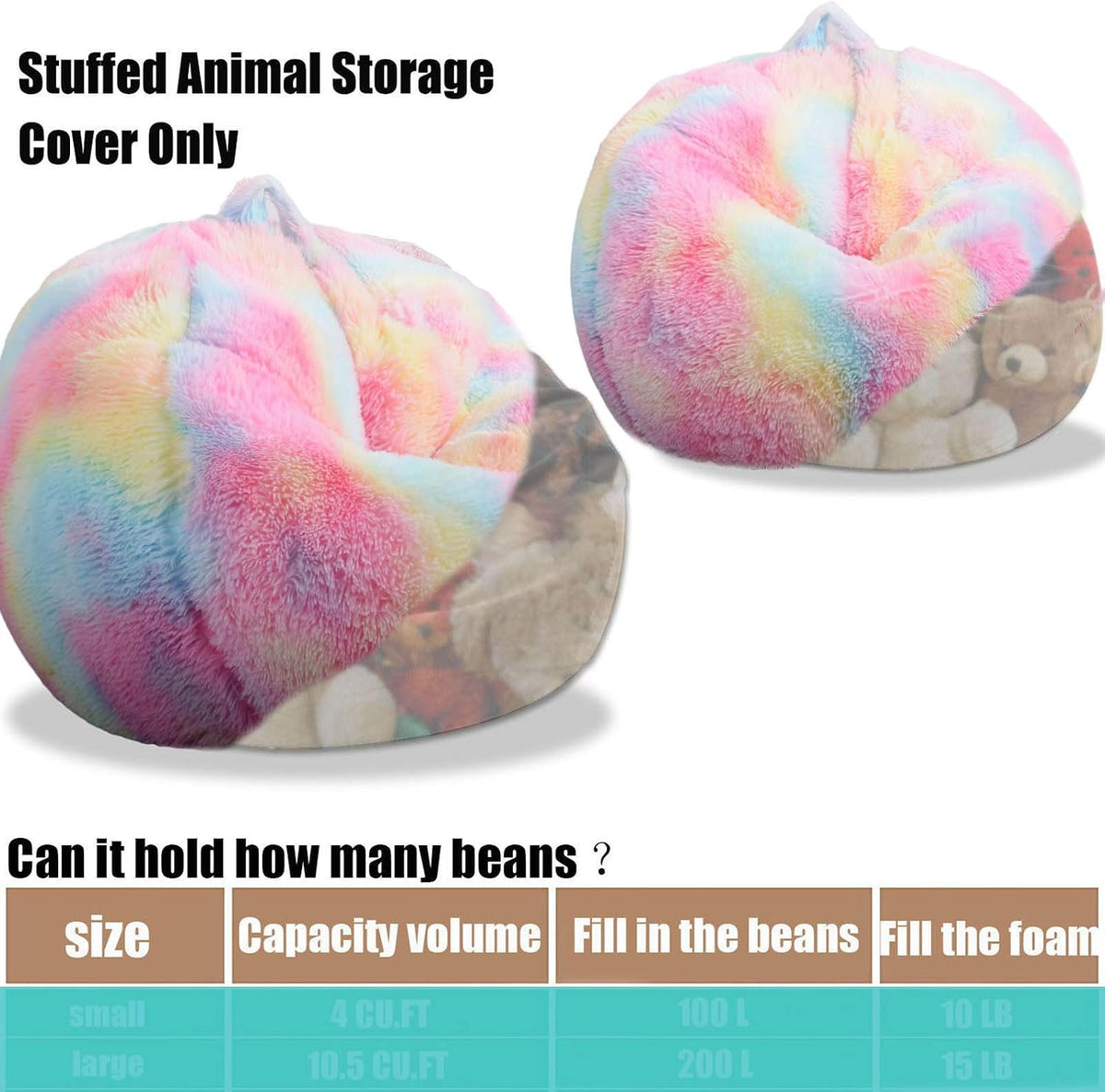 Fluffy Stuffed Animal Storage Bean Bag Chair Cover (No Filler), Faux Fur Comfy Bean Bag Cover for Organizing Plush Toys or Textile, for Adults Teens Kids Girls,Dusty Pink