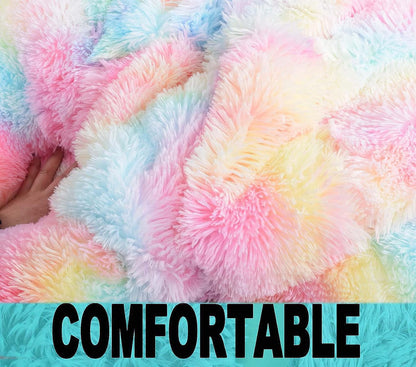 Fluffy Stuffed Animal Storage Bean Bag Chair Cover (No Filler), Faux Fur Comfy Bean Bag Cover for Organizing Plush Toys or Textile, for Adults Teens Kids Girls,Dusty Pink
