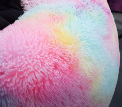 Fluffy Stuffed Animal Storage Bean Bag Chair Cover (No Filler), Faux Fur Comfy Bean Bag Cover for Organizing Plush Toys or Textile, for Adults Teens Kids Girls,Dusty Pink
