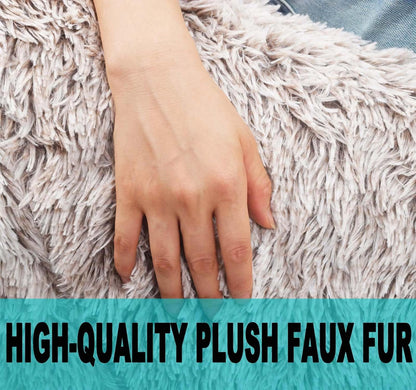 Fluffy Stuffed Animal Storage Bean Bag Chair Cover (No Filler), Faux Fur Comfy Bean Bag Cover for Organizing Plush Toys or Textile, for Adults Teens Kids Girls,Dusty Pink