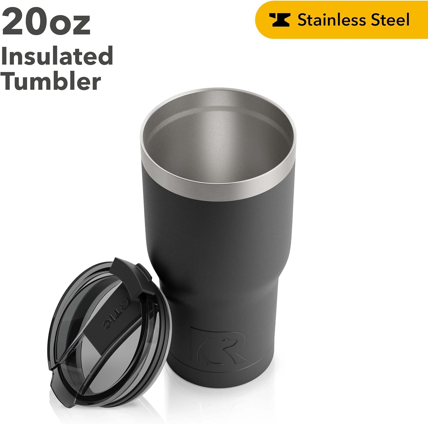 20 oz Insulated Tumbler Stainless Steel Coffee Travel Mug with Lid, Spill Proof, Hot Beverage and Cold, Portable Thermal Cup for Car, Camping