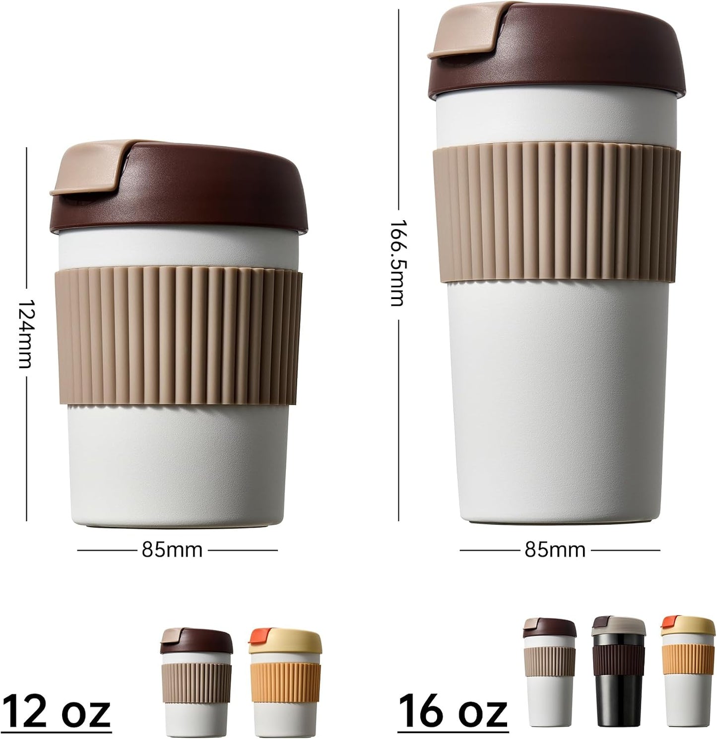 Rainbow Leakproof Travel Coffee Mug, 12oz Insulated Coffee Mug Orange | Flip top lid, double wall vacuum keeping cold hot 6H, smooth sip, cup holder fit idle for commute office EDC gift