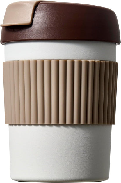 Rainbow Leakproof Travel Coffee Mug, 12oz Insulated Coffee Mug Orange | Flip top lid, double wall vacuum keeping cold hot 6H, smooth sip, cup holder fit idle for commute office EDC gift