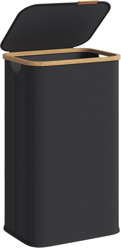 SONGMICS Laundry Hamper with Lid, 140L Laundry Basket, Bamboo Frame
