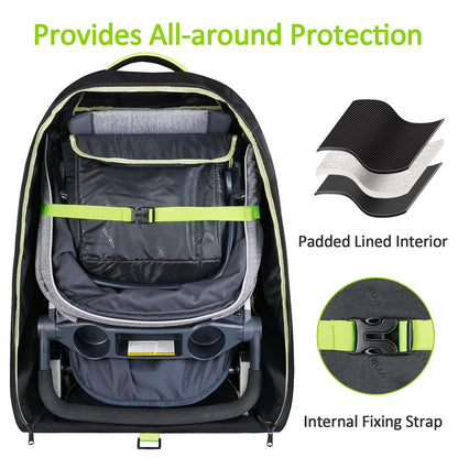 Padded Stroller Travel Bag with Wheels for Airplane