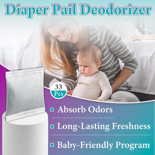 33 Pcs Diaper Pail Carbon Filter Refills, Odor Absorbing Inserts