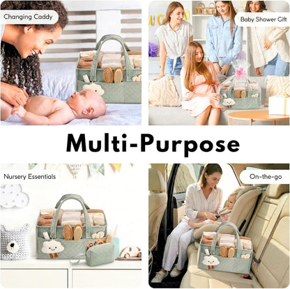 Baby Diaper Caddy Organizer, Baby Basket Shower Gift, Portable Changing Table Basket, Postpartum Caddy & Tote Bag Pouch, Newborn Boy & Girl Nursery Essentials Registry, Car Diaper Organizer