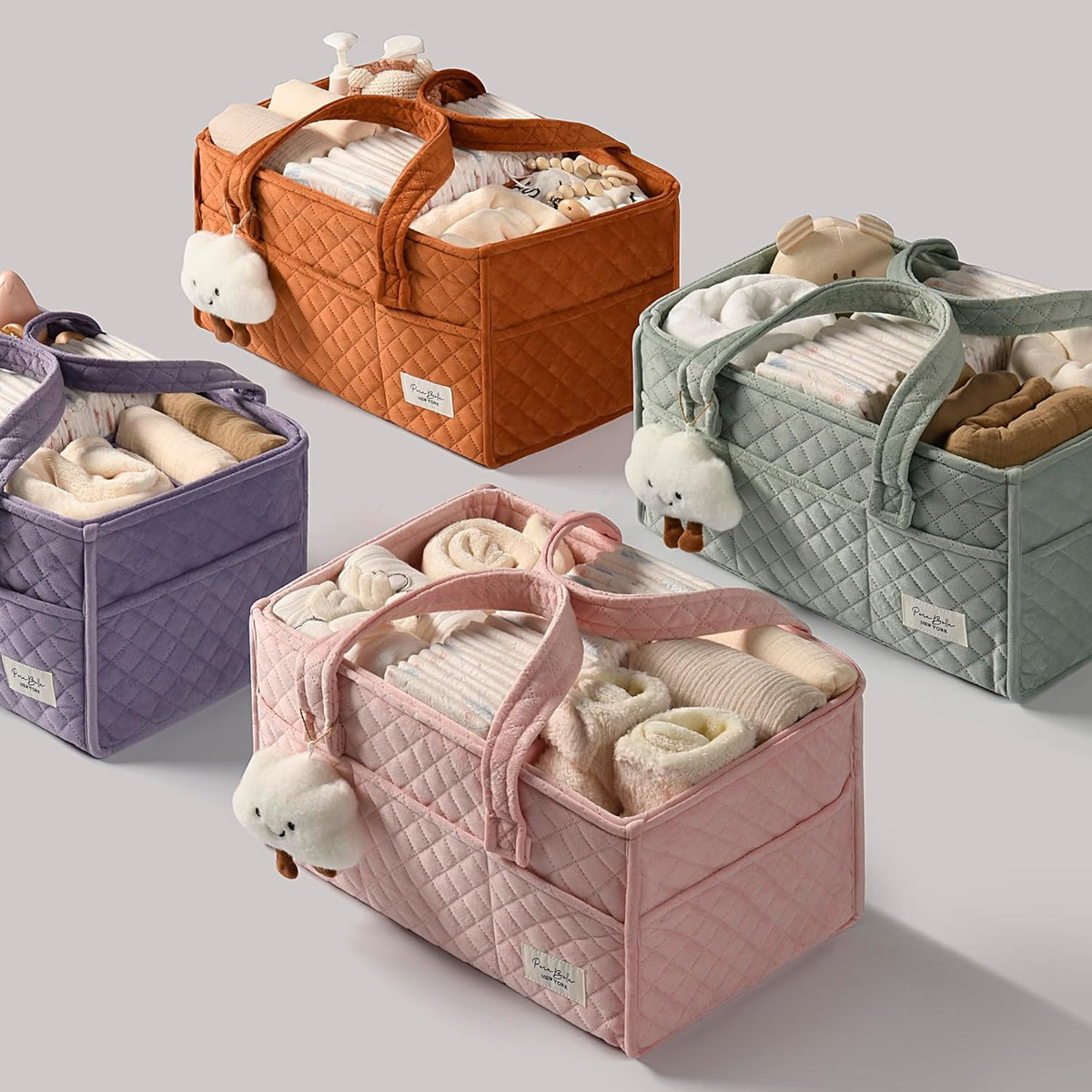 Baby Diaper Caddy Organizer, Baby Basket Shower Gift, Portable Changing Table Basket, Postpartum Caddy & Tote Bag Pouch, Newborn Boy & Girl Nursery Essentials Registry, Car Diaper Organizer