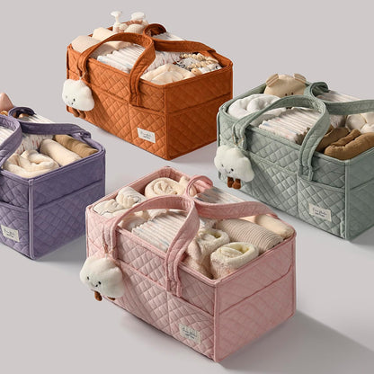 Baby Diaper Caddy Organizer, Baby Basket Shower Gift, Portable Changing Table Basket, Postpartum Caddy & Tote Bag Pouch, Newborn Boy & Girl Nursery Essentials Registry, Car Diaper Organizer