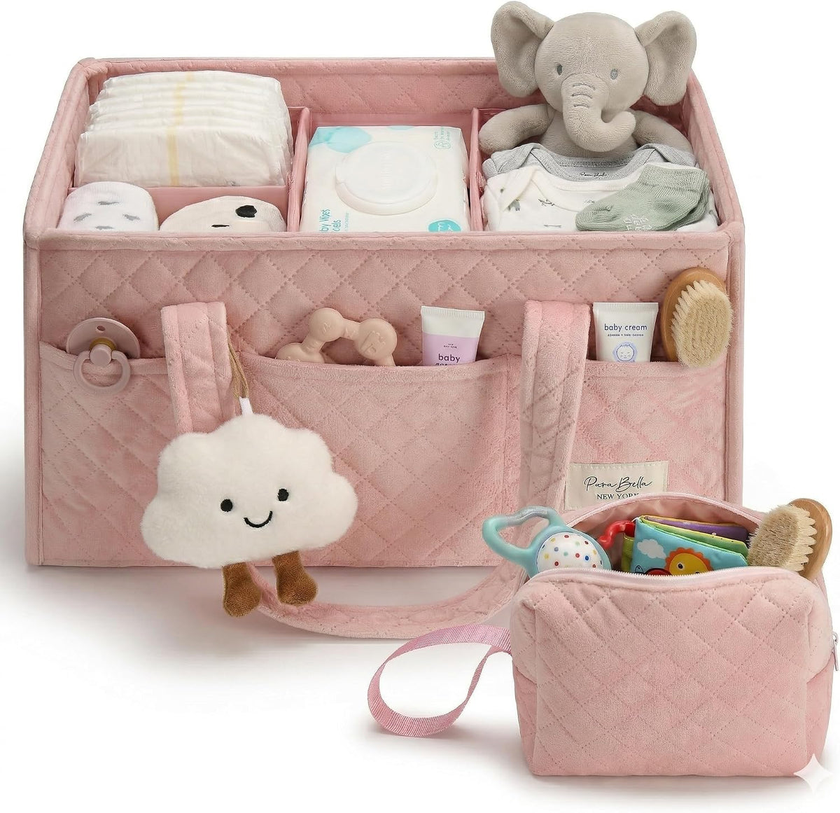 Baby Diaper Caddy Organizer, Baby Basket Shower Gift, Portable Changing Table Basket, Postpartum Caddy & Tote Bag Pouch, Newborn Boy & Girl Nursery Essentials Registry, Car Diaper Organizer