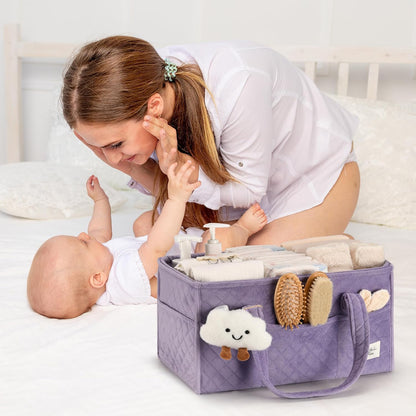 Baby Diaper Caddy Organizer, Baby Basket Shower Gift, Portable Changing Table Basket, Postpartum Caddy & Tote Bag Pouch, Newborn Boy & Girl Nursery Essentials Registry, Car Diaper Organizer