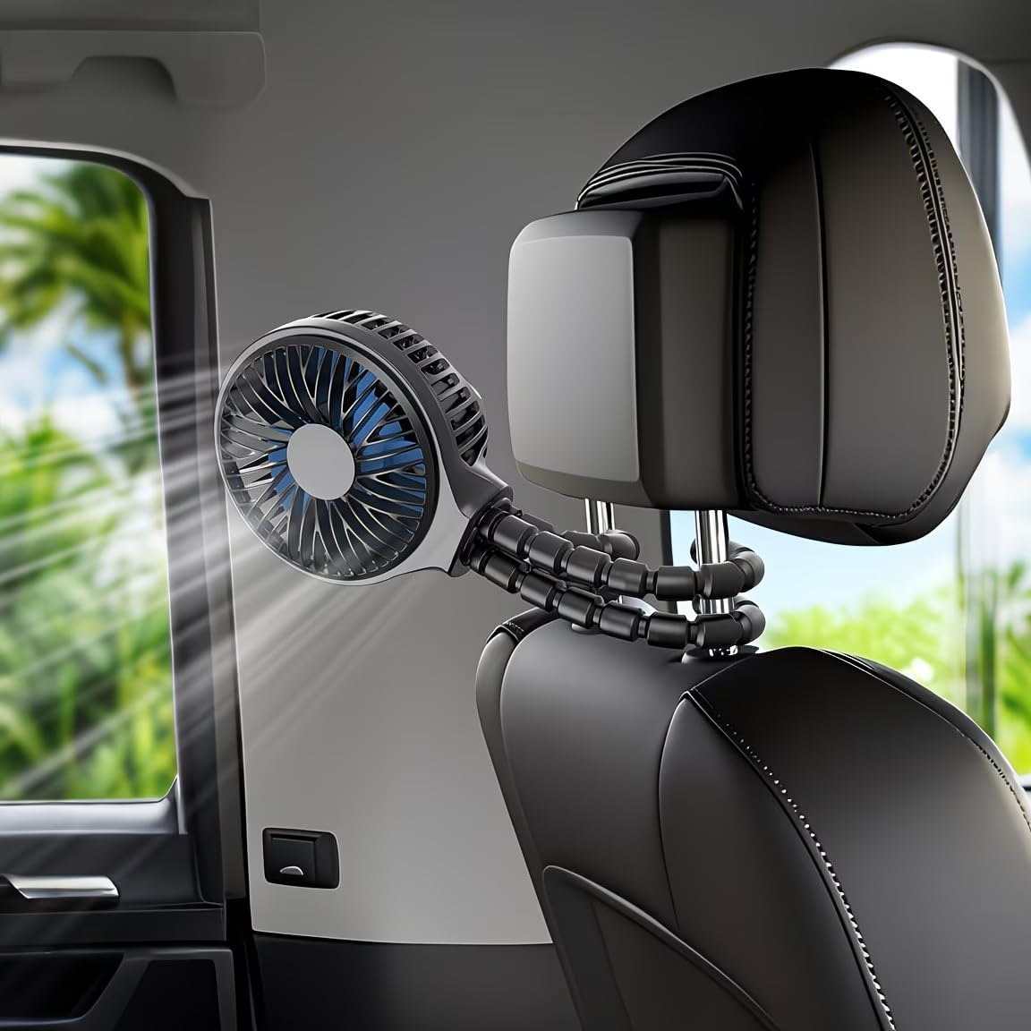 Portable Stroller Fan, 4000mAh Rechargeable Clip on Fan with Flexible Tripod, 3 Speeds Cooling, LED Display, Detachable Grille, Quiet Operation, for Car Seat, Crib & Treadmill Bunk Bed