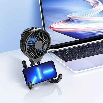 Portable Stroller Fan, 4000mAh Rechargeable Clip on Fan with Flexible Tripod, 3 Speeds Cooling, LED Display, Detachable Grille, Quiet Operation, for Car Seat, Crib & Treadmill Bunk Bed