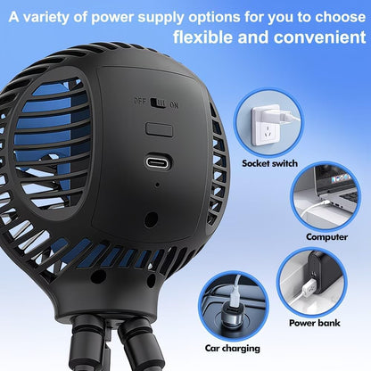 Portable Stroller Fan, 4000mAh Rechargeable Clip on Fan with Flexible Tripod, 3 Speeds Cooling, LED Display, Detachable Grille, Quiet Operation, for Car Seat, Crib & Treadmill Bunk Bed