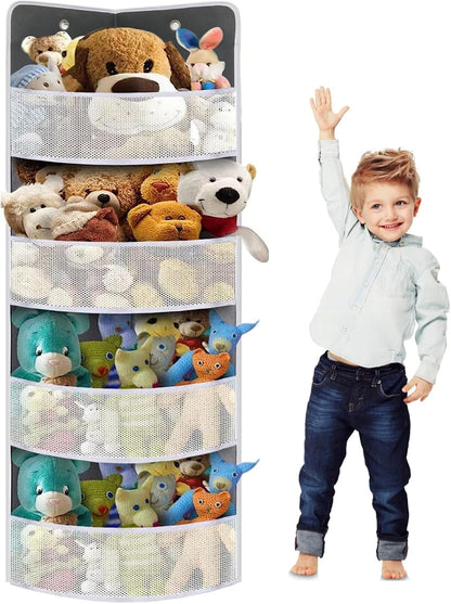 Soft Corner Shelf | Safe Hanging Organizer | Child-Friendly Wall Mount Storage | for Sundries, Toys, Stuffed Animals, Diapers | for Pantry Closet Bedroom Nursery Organization 1-Pack