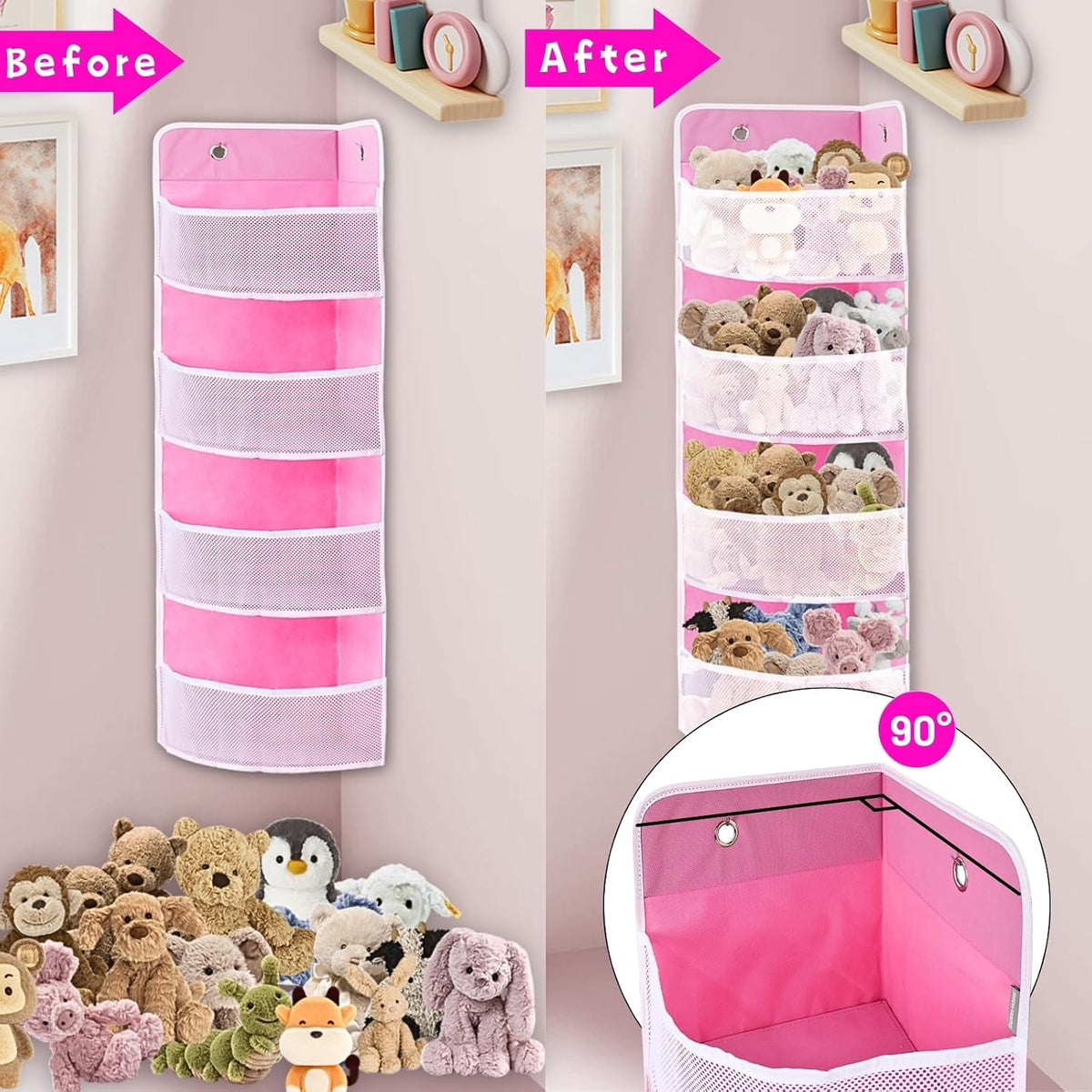 Soft Corner Shelf | Safe Hanging Organizer | Child-Friendly Wall Mount Storage | for Sundries, Toys, Stuffed Animals, Diapers | for Pantry Closet Bedroom Nursery Organization 1-Pack