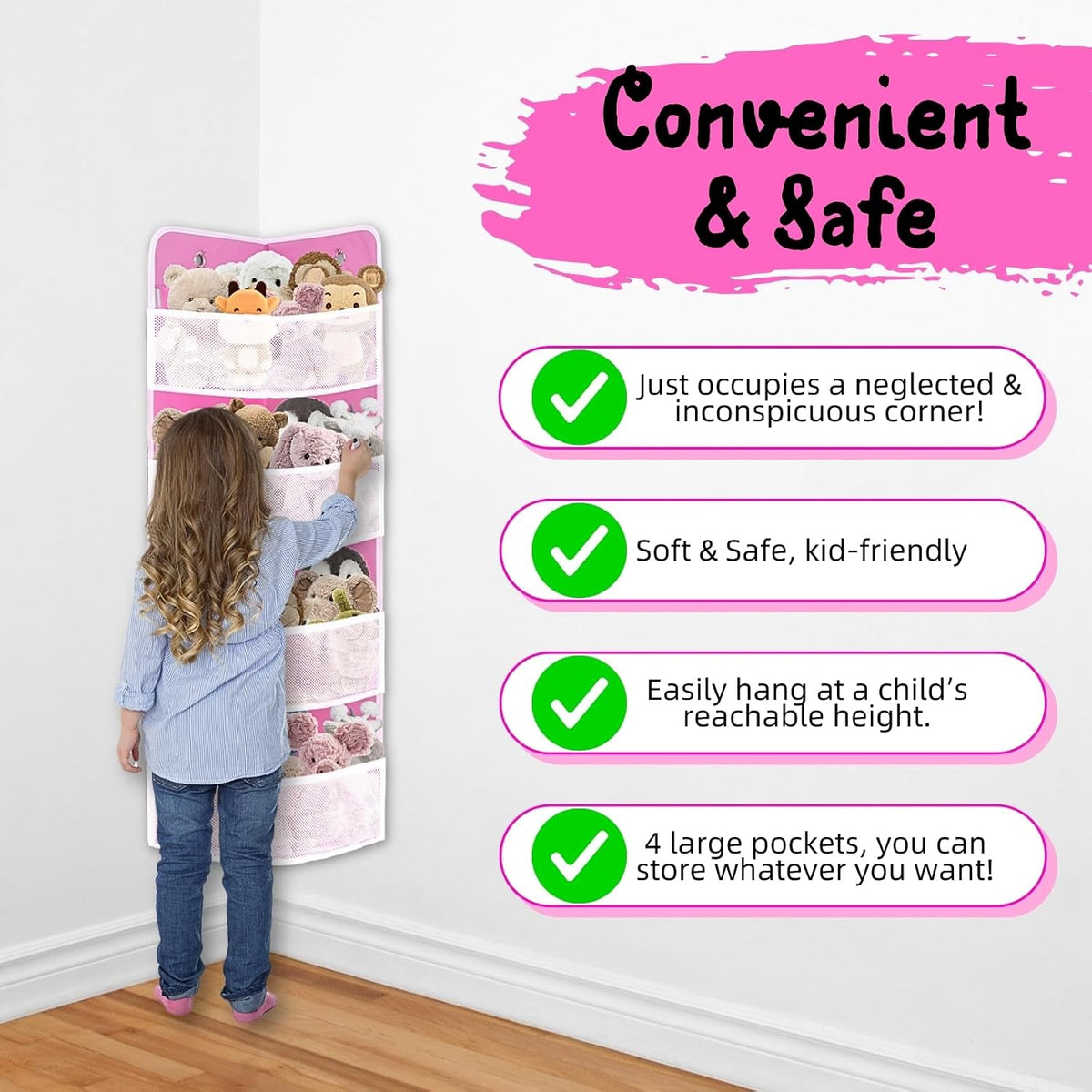 Soft Corner Shelf | Safe Hanging Organizer | Child-Friendly Wall Mount Storage | for Sundries, Toys, Stuffed Animals, Diapers | for Pantry Closet Bedroom Nursery Organization 1-Pack