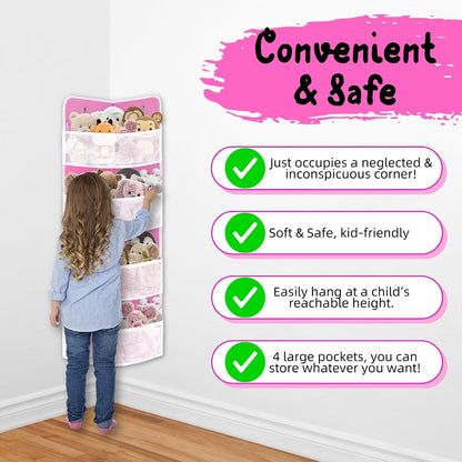 Soft Corner Shelf | Safe Hanging Organizer | Child-Friendly Wall Mount Storage | for Sundries, Toys, Stuffed Animals, Diapers | for Pantry Closet Bedroom Nursery Organization 1-Pack